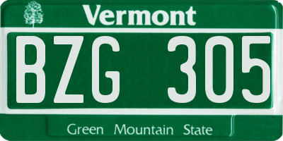 VT license plate BZG305