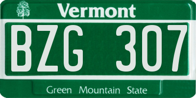VT license plate BZG307