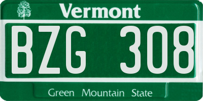 VT license plate BZG308