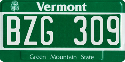 VT license plate BZG309