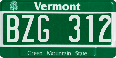 VT license plate BZG312