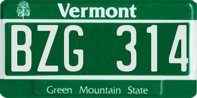 VT license plate BZG314
