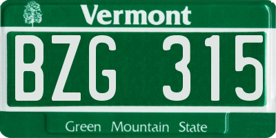 VT license plate BZG315