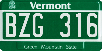 VT license plate BZG316