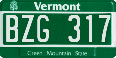 VT license plate BZG317