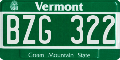 VT license plate BZG322