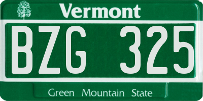 VT license plate BZG325