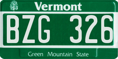 VT license plate BZG326