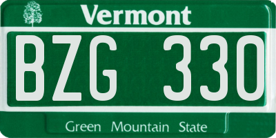 VT license plate BZG330