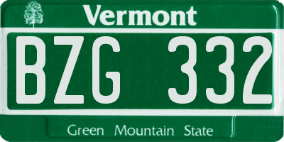 VT license plate BZG332