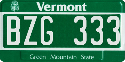VT license plate BZG333