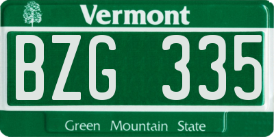 VT license plate BZG335