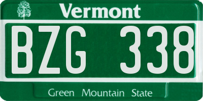 VT license plate BZG338