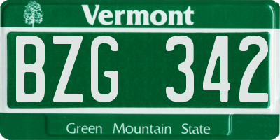 VT license plate BZG342