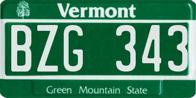 VT license plate BZG343