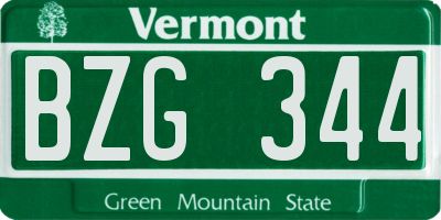 VT license plate BZG344