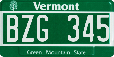 VT license plate BZG345