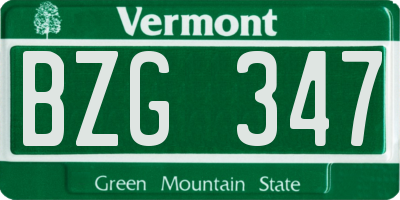 VT license plate BZG347