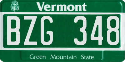 VT license plate BZG348