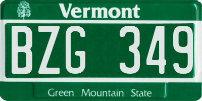 VT license plate BZG349