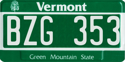 VT license plate BZG353