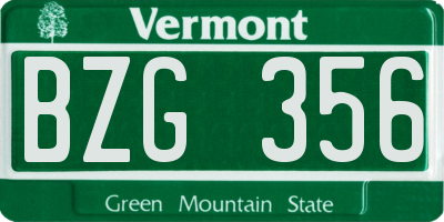 VT license plate BZG356