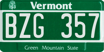 VT license plate BZG357