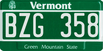 VT license plate BZG358