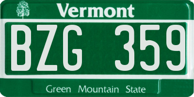 VT license plate BZG359