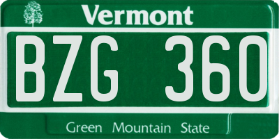 VT license plate BZG360