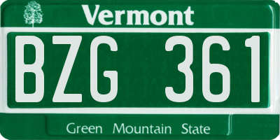VT license plate BZG361