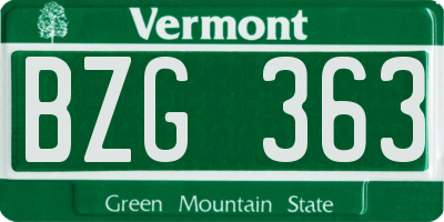 VT license plate BZG363
