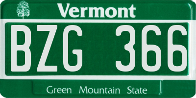 VT license plate BZG366