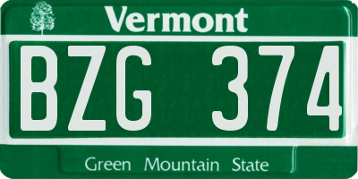 VT license plate BZG374