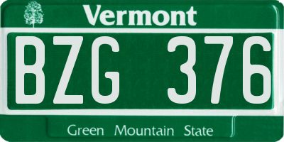 VT license plate BZG376