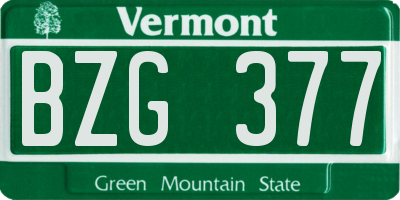 VT license plate BZG377