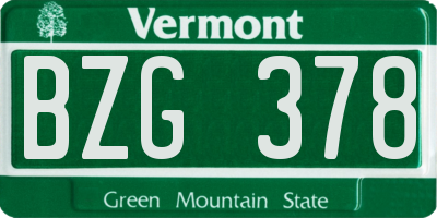 VT license plate BZG378