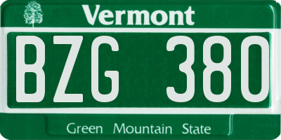 VT license plate BZG380