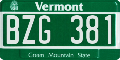 VT license plate BZG381