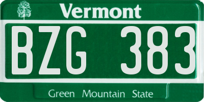 VT license plate BZG383