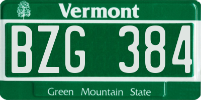 VT license plate BZG384