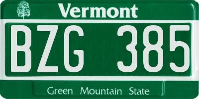 VT license plate BZG385