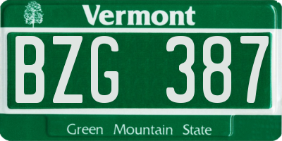 VT license plate BZG387
