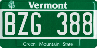 VT license plate BZG388