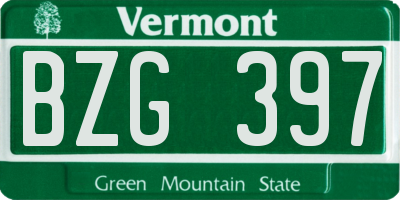 VT license plate BZG397