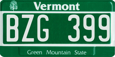 VT license plate BZG399