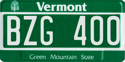 VT license plate BZG400