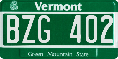 VT license plate BZG402