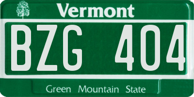 VT license plate BZG404