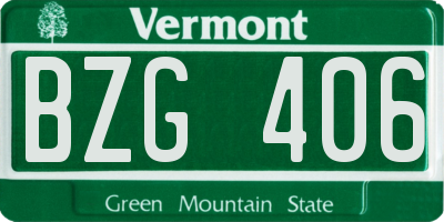VT license plate BZG406